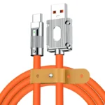 120W 6A Liquid Silicone Super Fast Charge USB Cable With LED Light IOS, Type-C & Micro USB For Xiaomi Huawei Samsung Vivo 1M